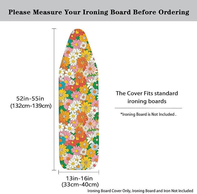 Hippie Flower Ironing Board Cover Christmas Full Size Scorch Resistant Padding - Image 5