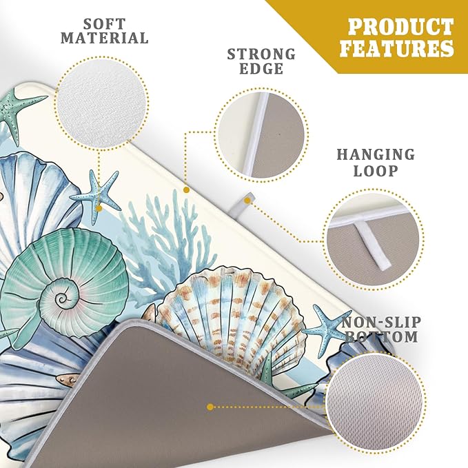Sea Shell Starfish Summer Dish Drying Pad 18 x 24 Inch - Image 4