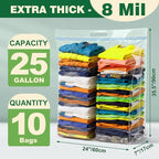 10 PACK 25 Gallon Extra Large Storage Bags, 35.5"x 24"x 7" Resealable Clear - Image 2