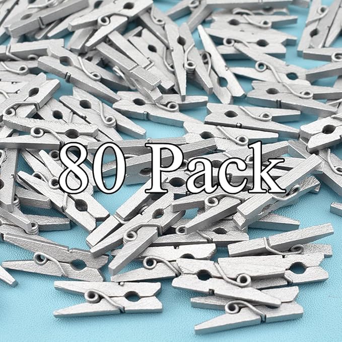 HAHIYO Silver Wooden Clothes Pins Clothespins Mini Do NOT Fall Apart 1 inches - Image 6