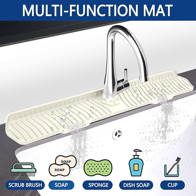 Kitchen Sink Splash Guard Gen2-30" x 6'' Silicone Sink Mat Splash Guard fit - Image 3