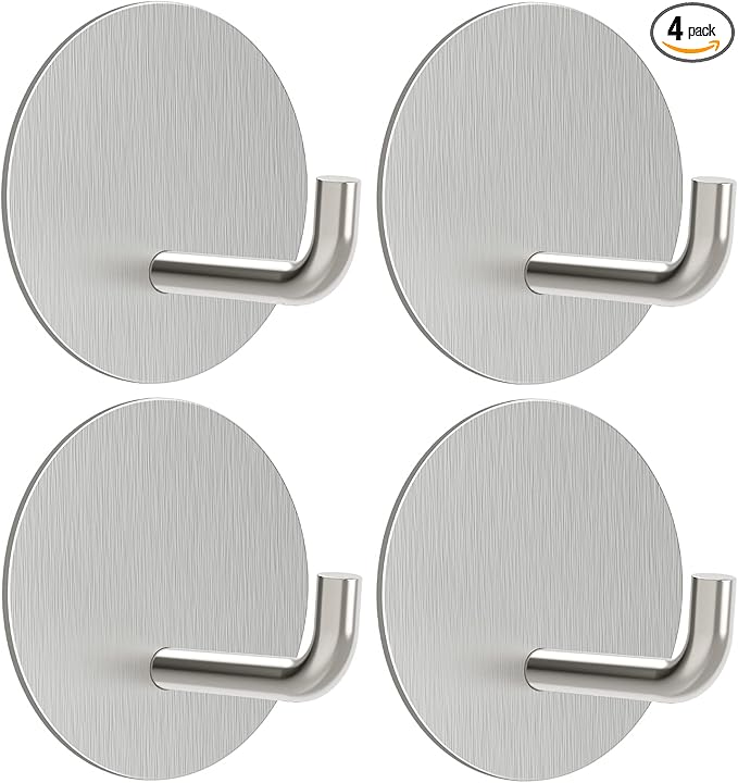 VIS'V Adhesive Hooks, Small Metal Shower Wall Stick on Hooks, Waterproof by VISV