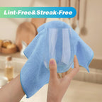 HOMEXCEL Blue Microfiber Cleaning Cloth, 24 Pack Absorbent Cleaning Rags - Image 4
