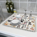Dog Family Dish Drying Mat Cartoon Pet 18 X 24 in Absorbent Printed Drying Pad - Image 6