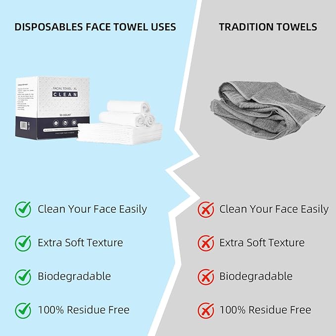 Disposable Face Towels XL, Viscose Biodegradable Large Dry Wipes, Super Soft & - Image 6