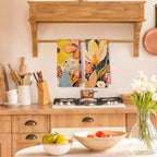 Abstract Boho Floral Kitchen Towels Set of 2, Maximalist Colorful Flower Hand - Image 2