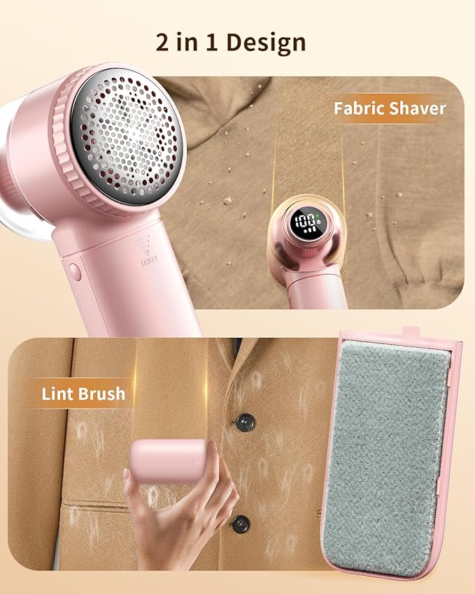 Fabric Shaver with Lint Brush, Large Lint Shaver with Digital Display, 3-Speeds - Image 3