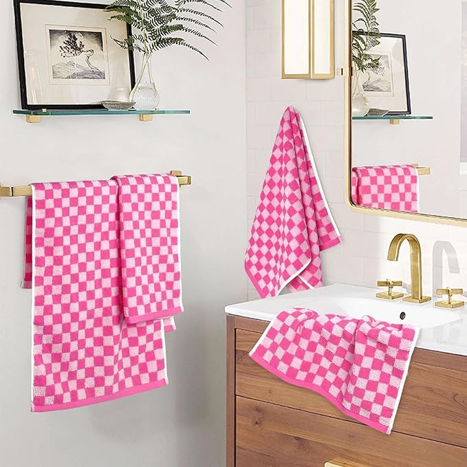 Jacquotha Pink Hand Towels 4 Pack, Cotton Decorative Bathroom Hand Towel & - Image 4