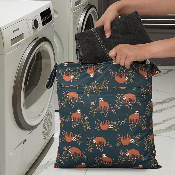 2pcs Travel Waterproof Laundry Bag, Cloth Diaper Wet Dry Bags - Image 6