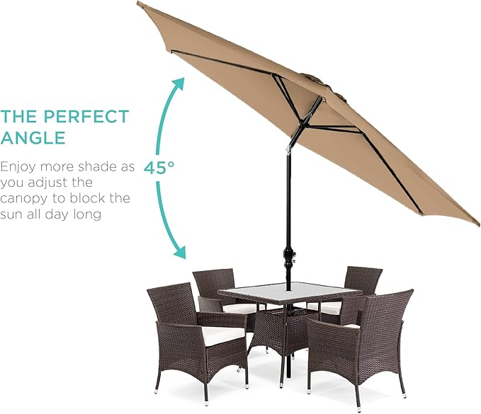 Best Choice Products 10ft Outdoor Table Compatible Steel Polyester Market Patio Umbrella w/Crank and Easy Push Button Tilt - Image 2