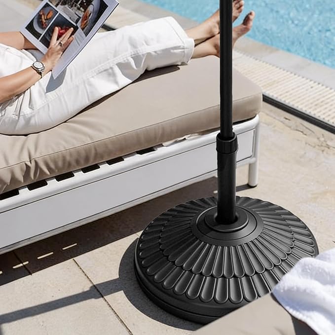 wikiwiki 80 Lbs HDPE Round Patio Umbrella Base, Weighted Umbrella Stands Fits 1.5-1.9in Poles for Garden, Lawn, Deck, Backyard & Pool, Black - Image 5