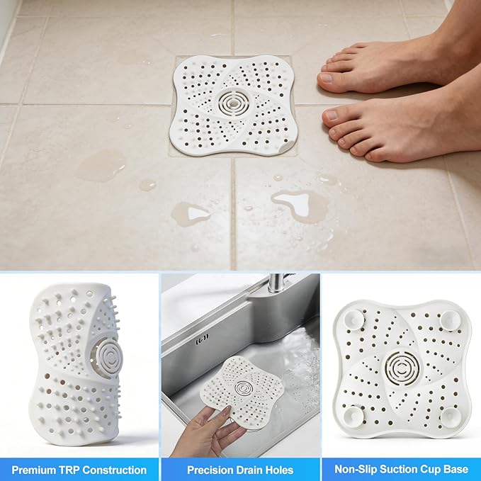 4 Pack Shower Drain Hair Catcher, Premium Silicone Shower Hair Catcher - Image 4