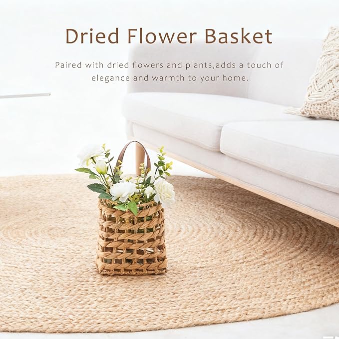 Wall Hanging Basket Decorative Boho Mounted Organizer Dried Flower Plants Front - Image 2
