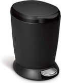 simplehuman 6 Liter / 1.6 Gallon Compact Plastic Round Bathroom Step Trash Can by Simplehuman