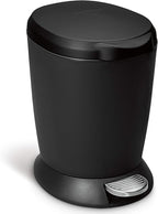 simplehuman 6 Liter / 1.6 Gallon Compact Plastic Round Bathroom Step Trash Can by Simplehuman