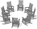 KINGYES Oversized Outdoor Rocking Chair Set of 8, All-Weather Patio Rocking Chairs for Porch, HDPE Outdoor Patio Rockers with High Back & Wide Seat for Garden, Lawn, Gray by KINGYES