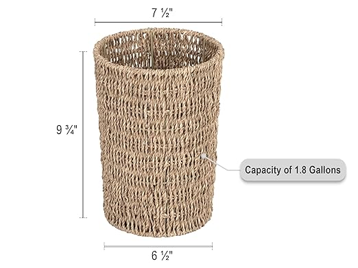 StorageWorks Wicker Waste Basket, Small Trash Can - Image 2
