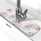 Peony Peonies Pink Flowers Leaves Watercolor Floral Kitchen Sink Splash Guard by Unknown