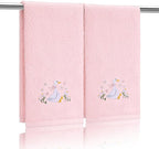 2 Pcs Silly Goose Hand Towels Blush Pink Bathroom Decor 14x29 Inch Embroidered by SmoothNovelty