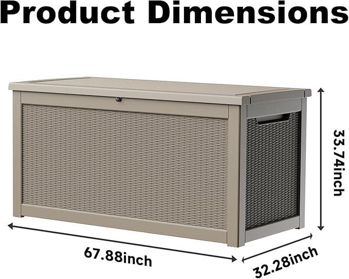 310 Gallon Lockable Outdoor Storage Box – Waterproof Resin Deck Box for Patio Furniture, Garden Tools, Pool Accessories (Gray) - Image 2