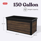 Keter Signature Collection 150 Gallon Resin Deck Box Organization and Storage for Patio Outdoor Cushions, Throw Pillows, Garden Tools and Pool Supplies, Rosewood - Image 3