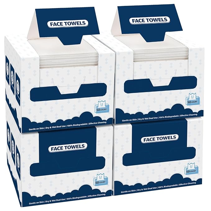 GLIMGLINT Face Towels，200 Count Disposable Face Towelettes, Biodegradable by Unknown