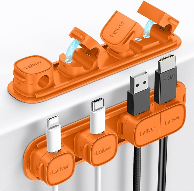 6 Pack Magnetic Cable Clips, Laitver Cord Organizer Holder Strong Adhesive Desk by Unknown