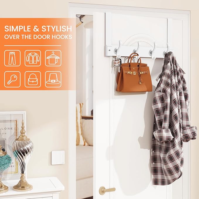 Homode Over The Door Hooks Heavy Duty, Wood Over Door Hanger Hook, Over Door - Image 6