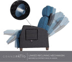 Grand patio Outdoor Reclining Chairs with Extended Footrest 2-Piece Adjustable Patio Wicker Lounge Recliner up to 150° with Flip Side Table Peacock Blue - Image 3