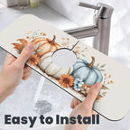 Kitchen Sink Splash Guard Faucet Mat Autumn Pumpkin Floral 15"x5.5", Diatom Mat - Image 6