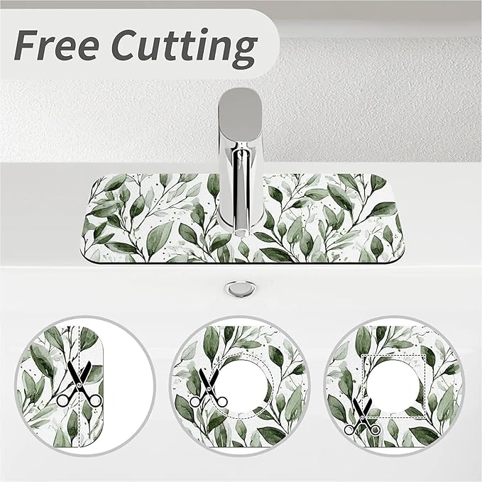 Kitchen Sink Splash Guard，Watercolor-sage foliage Faucet Mat Sink Gadgets-Super - Image 5