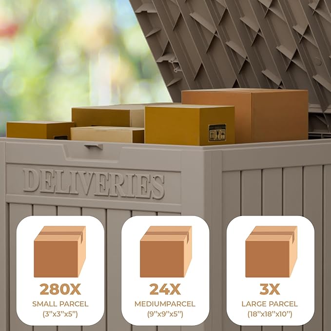 55 Gallon Package Delivery Box for Outside,Weather Resistant UV Protection Resin Outdoor Storage Parcel Box for Porches, Front Door,Balconies,Garages - Image 2