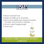RSVP International Hanging Storage Collection 3-Tier Baskets, Chrome Woven Wire - Image 6