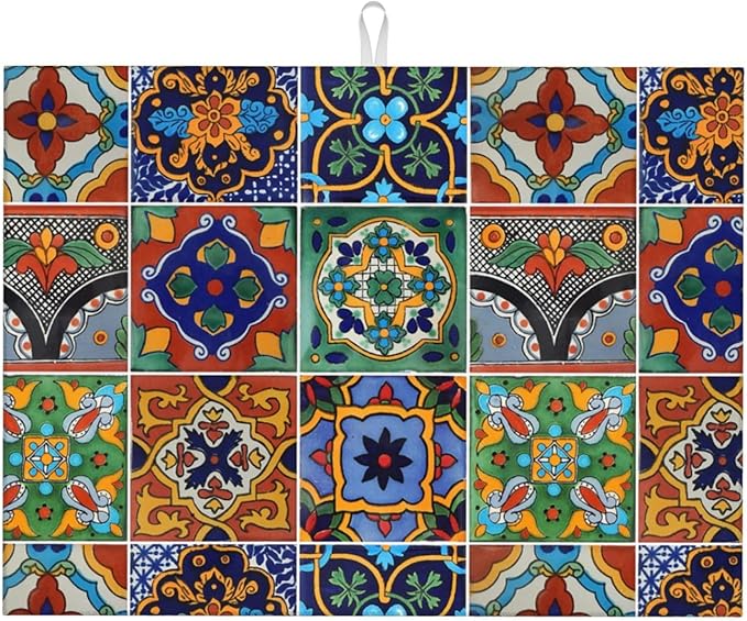 Talavera Mexican Tiles Dish Drying Mat by indokyeyqaz