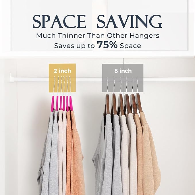 HOUSE DAY Rosy Red Velvet Hangers 60 Pack, Non Slip Clothes Felt Hanger Heavy - Image 4