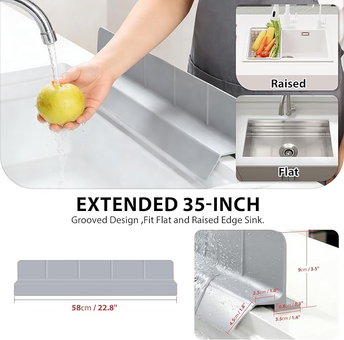 23Inch Sink Splash Guard – Extended Length & Tall Silicone Kitchen Sink Splash - Image 2