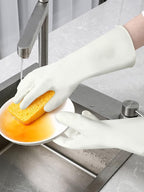 Cleanbear Reusable Dish Washing Rubber Glove Set of 3, Household Cleaning Gloves - Image 2