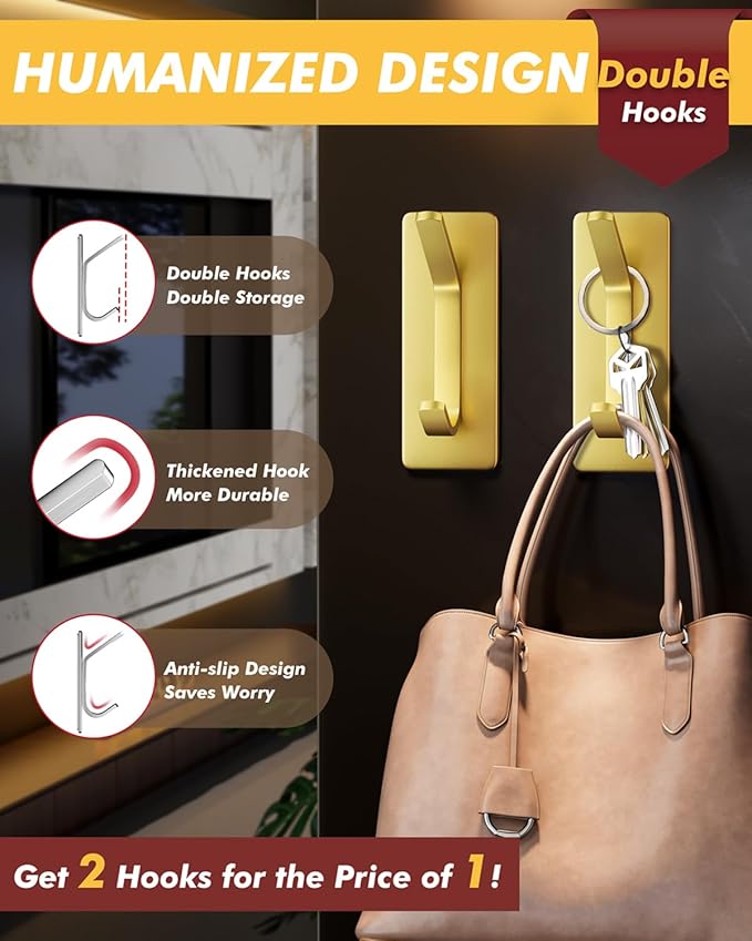Auxmir 5 Pack Self Adhesive Hooks - Image 4