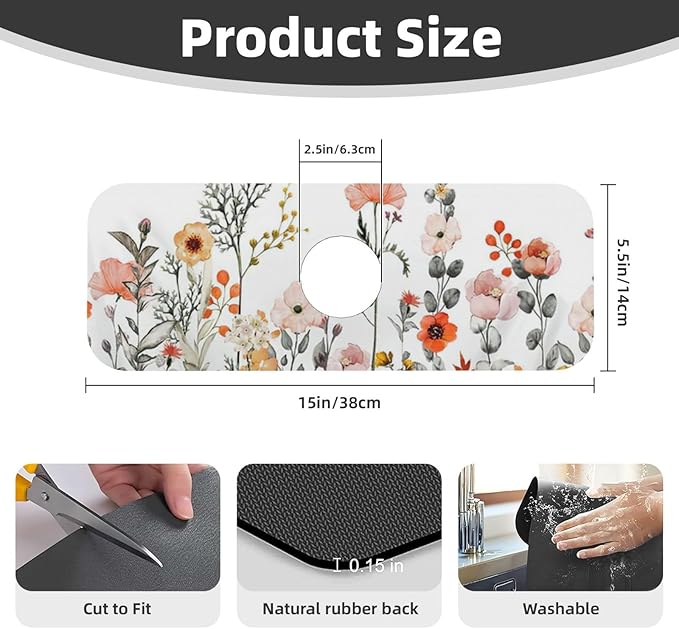 2Pcs Dish Drying Mats Faucet Mats Sets Large Size Coffee Mats Sink Faucet Mat - Image 6