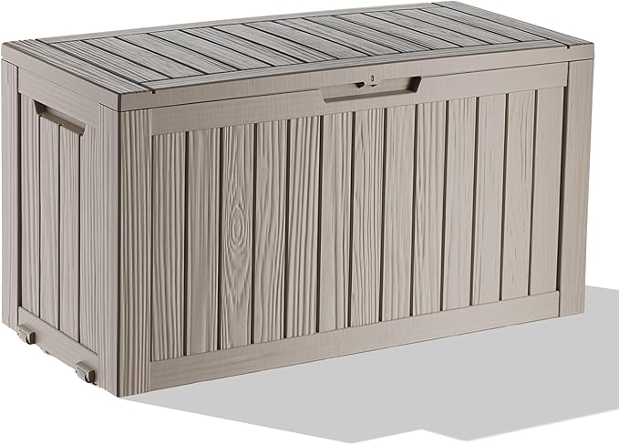 EasyUp 90 Gallon Outdoor Deck Box Waterproof, UV Resistant Resin Outdoor Storage Box for Delivery, Porch, Patio and Garden, Gray by EASYUP