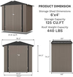 Patiowell 6x4 FT Outdoor Storage Shed, Garden Tool Storage Shed with Sloping Roof and Double Lockable Door, Outdoor Shed for Garden Backyard Patio Lawn, Brown - Image 5