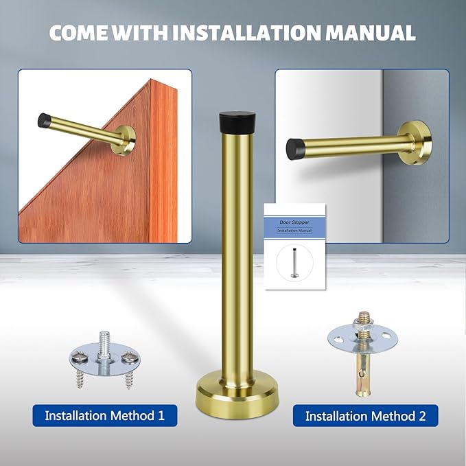 Door Stop Gold, 5 Inch Long Door Stopper, Stainless Steel, Sound Dampening - Image 3