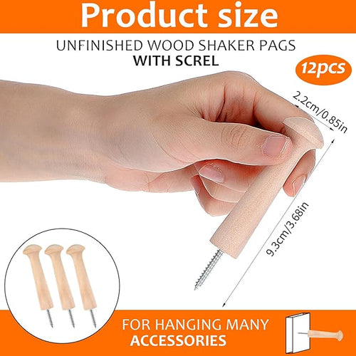 12 Pcs Wood Pegs for Hanging, 3.68 Inch Solid Unfinished Wooden Pegs for Hanging - Image 2
