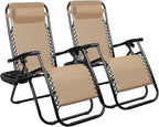 Homall Zero Gravity Chairs - Adjustable Folding Lawn Lounge Chairs with Pillows for Poolside, Backyard and Beach - Set of 2 (Cream-Coloured) by Homall