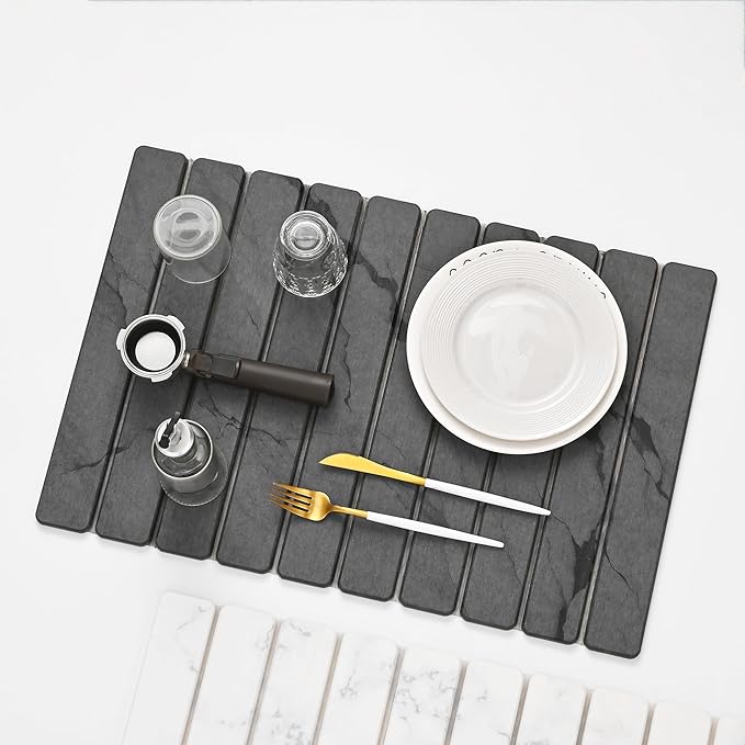Large Stone Drying Mat for Kitchen Counter, Quick Drying Mat, Glasses and - Image 6