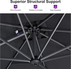 PURPLE LEAF 8'×8' Patio Cantilever Umbrella with Base Included Offset Outdoor Umbrella with cover Square umbrella outdoor patios for Backyard Pool Garden Grey - Image 4