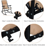 Amazon Basics Outdoor Portable Folding Rocking Chair with Headrest, Ergonomic Design, Weather-resistant Patio Reclining Lounge Chair for Porch, 33.6 x 37.4 x 26 inch, Beige - Image 7