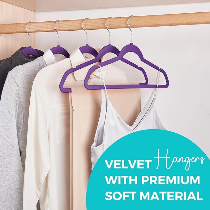 HOUSE DAY Premium Velvet Hangers 50 Pack, Non-Slip Flocked Felt Hangers - Image 2