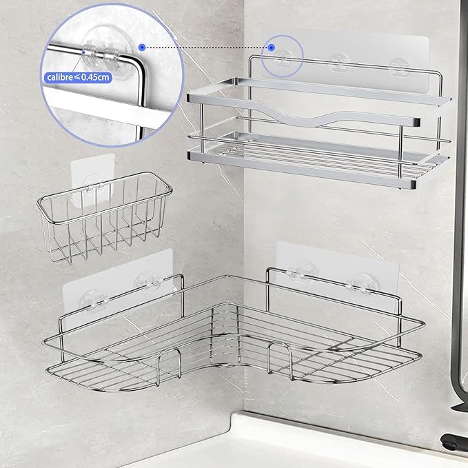 16-Pack Shower Caddy Adhesive Replacement, Transparent Adhesive Hooks Stickers - Image 4