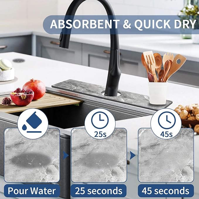 Kitchen Sink Splash Guard: Kitchen Faucet Mat, Diatomaceous Earth Sink Faucet - Image 3